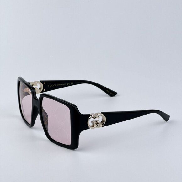 Gucci GG1692S 006 BRAND NEW Sunglasses Black Pink Mirror Logo Women Square - Picture 1 of 9
